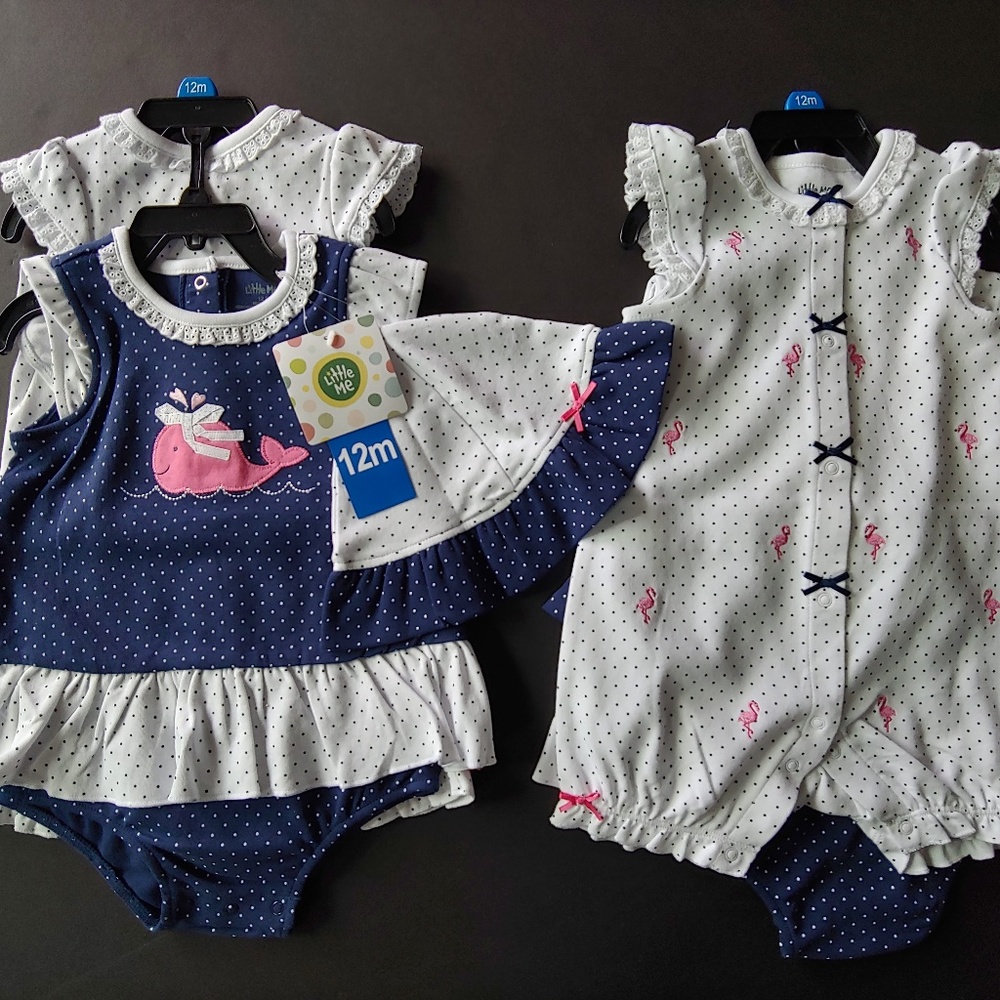 Little Me 12 month Romper and Hat NEW